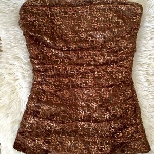 Betsey Johnson Tops - Betsy Johnson evening sequin gold strapless top Betsey Johnson Tops - Betsy Johnson evening sequin gold strapless top